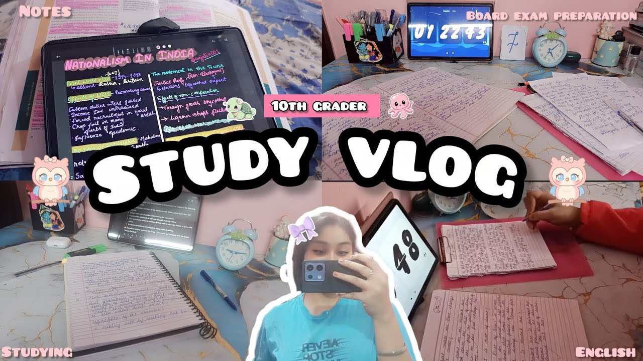 Study vlog 🌿as a 10th grader 🩷how to make notes 💫🧋#class10 #youtube #trending #boardexam 