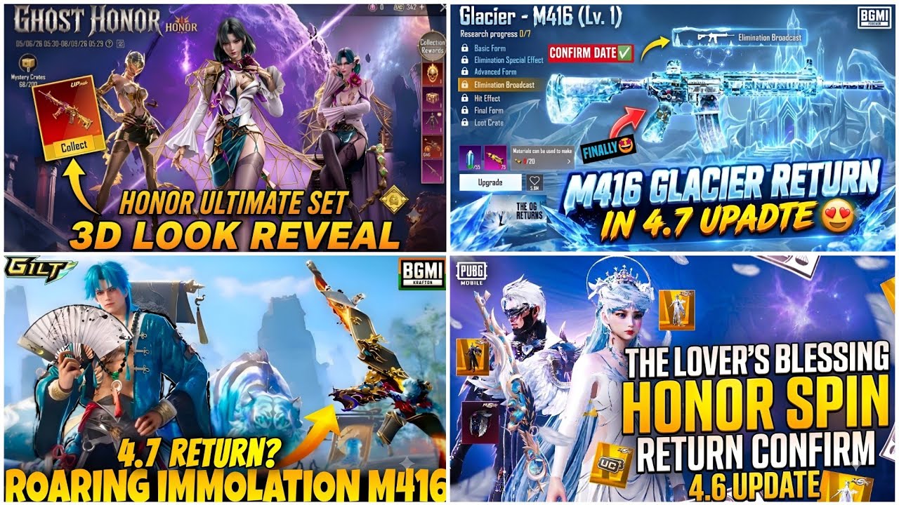 🔴M416 GLACIER RETURN IN BGMI🥶| NEXT ULTIMATE SET BGMI😍| NEXT HONOR SPIN BGMI🔥|RETURNING ULTIMATE SET