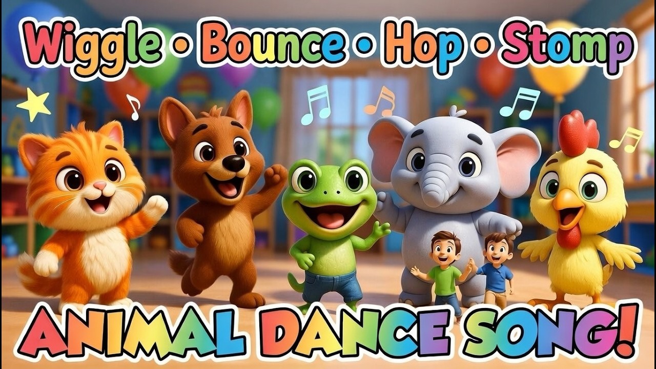 Animal Dance Song | Wiggle Cat & Bounce Dog 🐾 | Kids Action Song