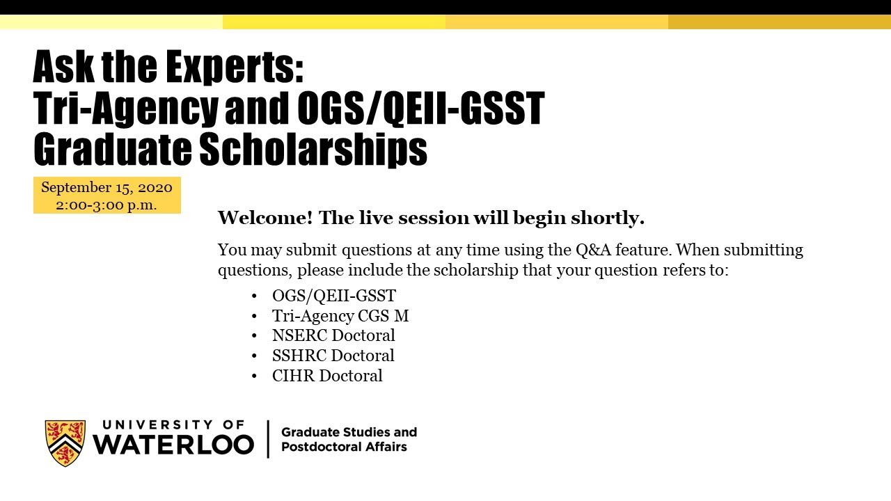Ask the Experts: Tri-Agency and OGS/QEII-GSST graduate scholarships