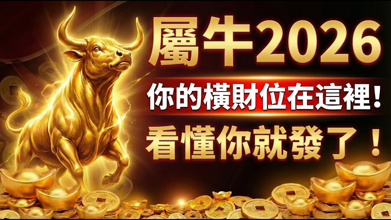 別再埋頭苦幹了！屬牛人2026馬年的「橫財位」在這裡，點開看懂這條規則，財富自會找上門！#2026屬牛運勢 #生肖牛2026運勢 #屬牛 #橫財位 #偏財運 #招財風水 #生肖牛 #財運 #丙午馬年