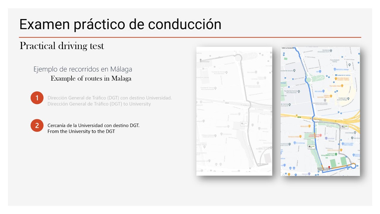 Examen práctico de conducción en Málaga: Recorrido cercanía de la Universidad con destino DGT