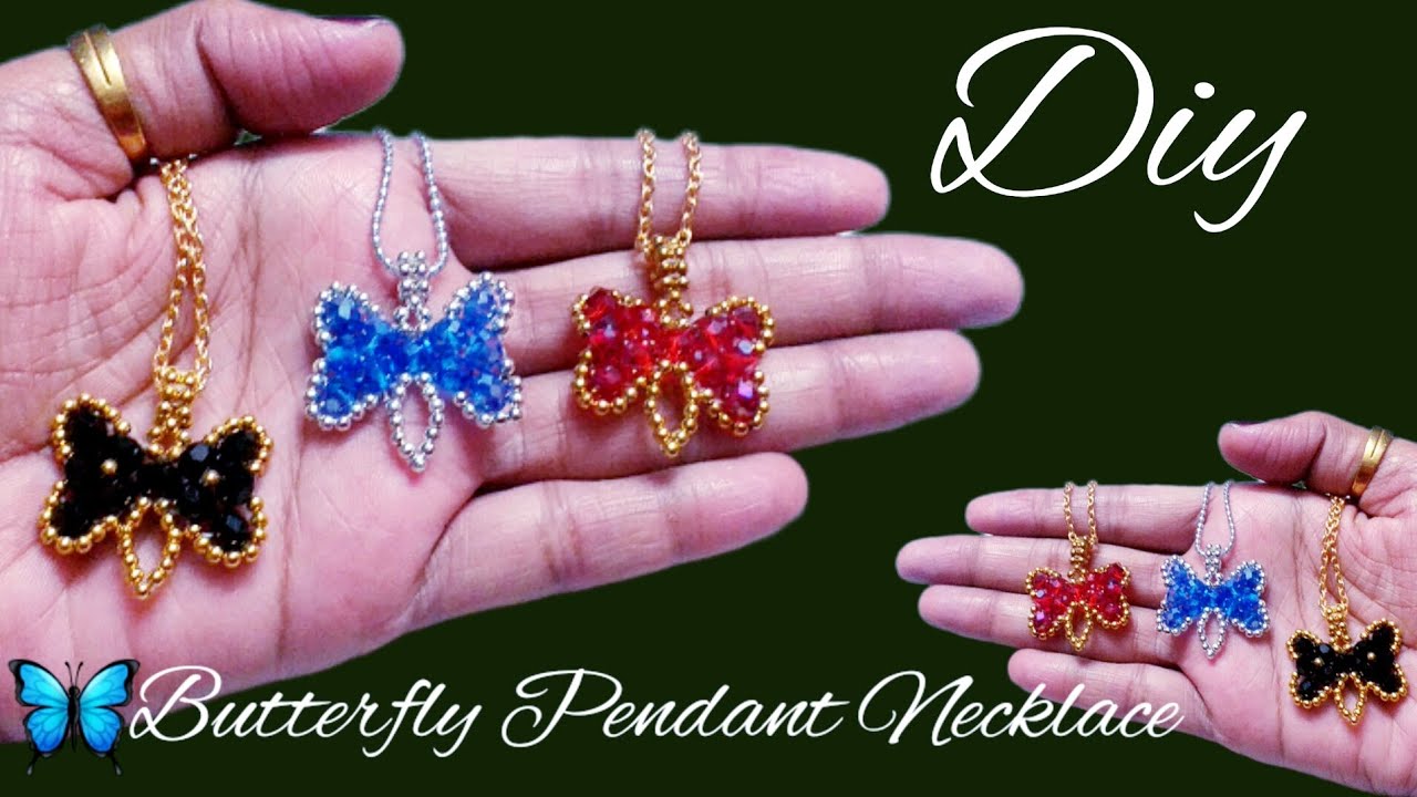 DIY Butterfly Necklace// Beaded Butterfly//How to// #pendant #maya's #maya  #tutorials #diyjewelry