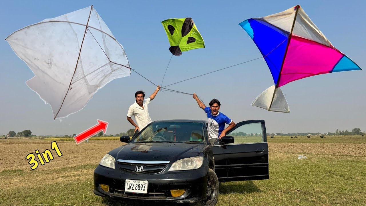 3 Kite Flying With Car Experment 