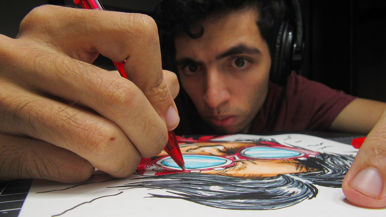 RETO DE DIBUJO!  DIBUJANDO SOLO CON LAPICERO  ROJO!!!