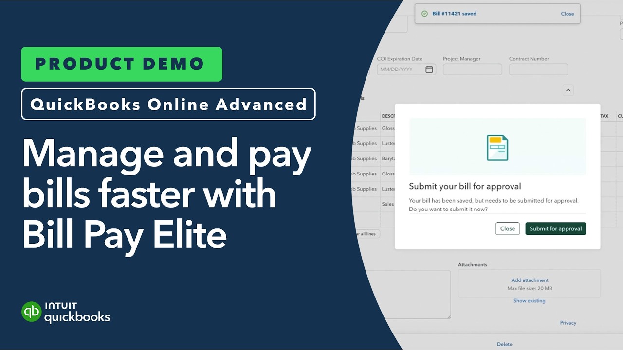 Manage and pay bills faster with Bill Pay Elite | QuickBooks Online Advanced