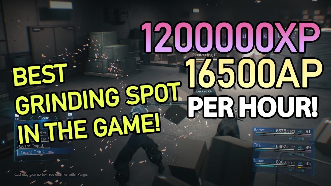 Final Fantasy 7 Remake Best Grinding Spot In The Game Guide 1.2 Million EXP 16000AP PER HOUR
