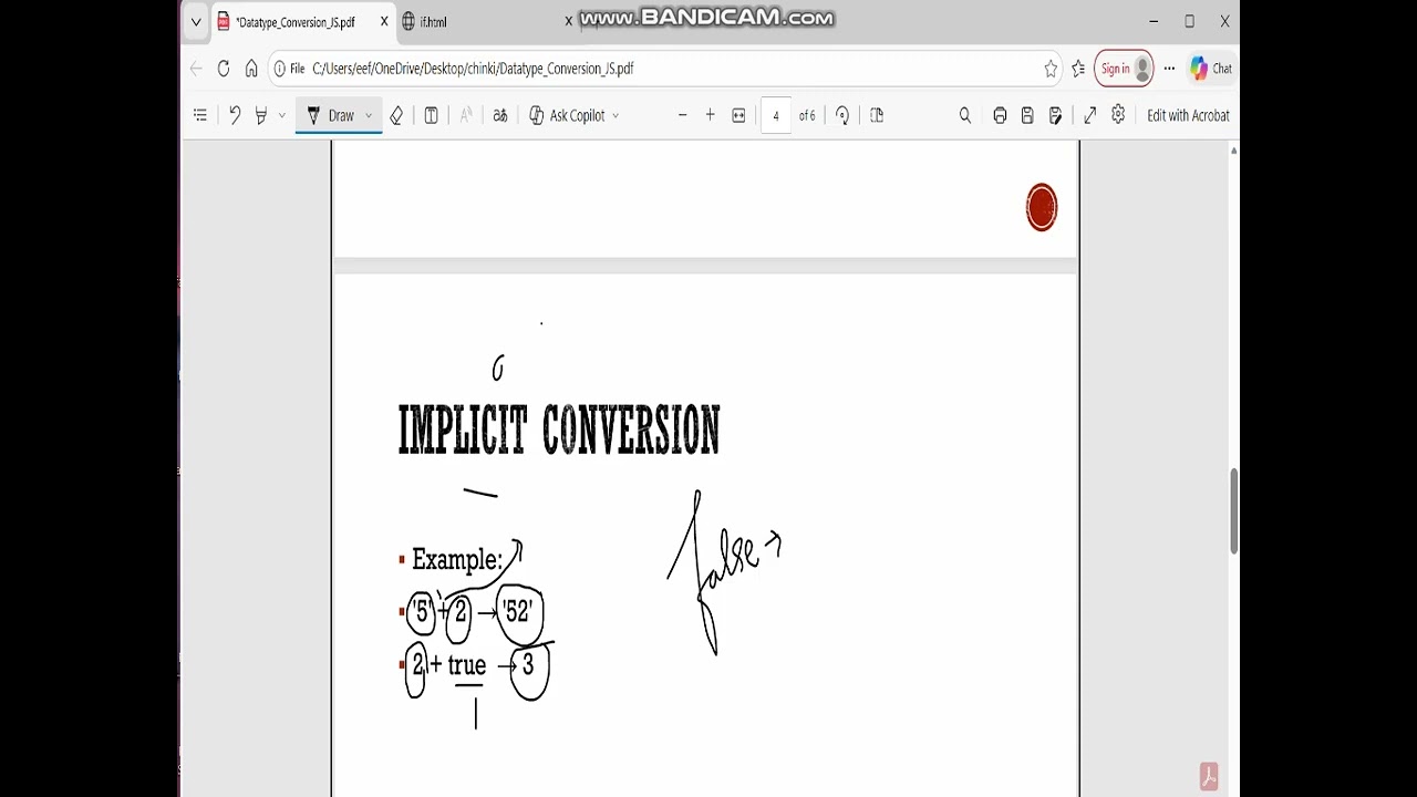 DATATYPE CONVERSION IN JS