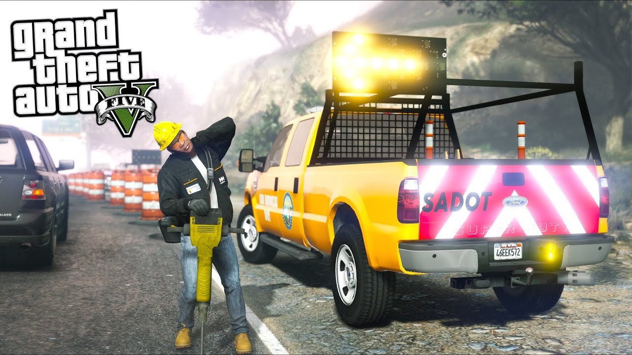 Franklin Becomes a Construction Zone Worker in GTA 5!!