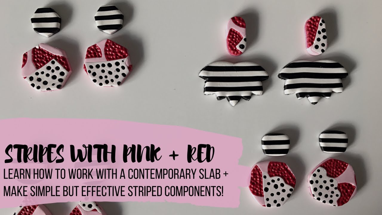 Statement Earrings - Pink + Red Slab with Spots, and making STRIPES from scratch!