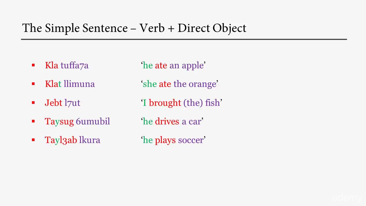 Darija, Moroccan Arabic - The Simple Sentence