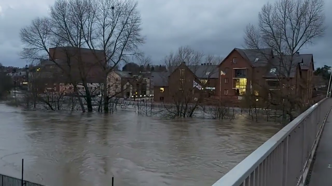 Shrewsbury Town Centre Under Water as River Severn Floods Shropshire
