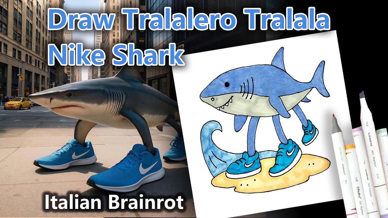 Draw Tralalero Tralala Nike Shark｜Italian Brainrot Meme Art with Markers｜Step by Step Easy Tutorial