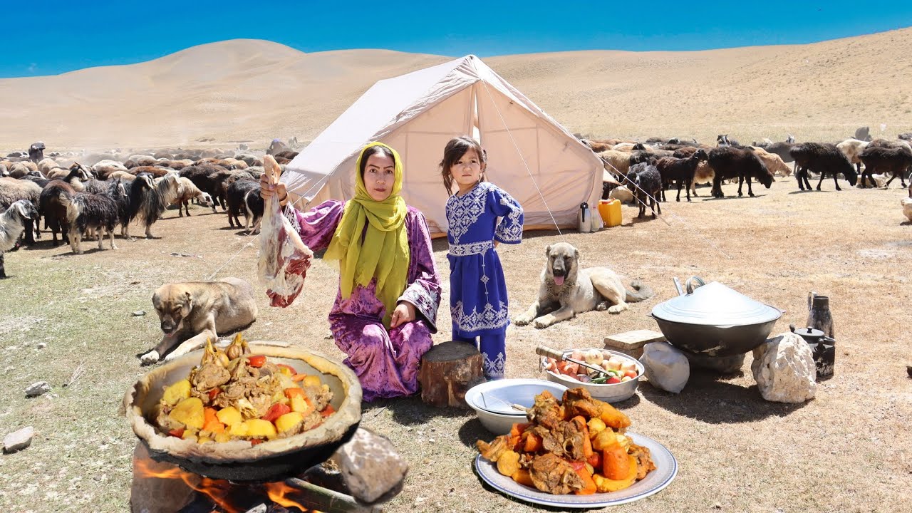 Surviving as a Shepherd in the Afghanistan Mountains | Cooking a Whole Lamb Leg in the Nature