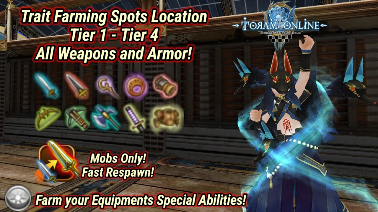 Toram Online - All Weapons and Armor Trait Farming Spots Location! | Farm Special Abilities Easier!