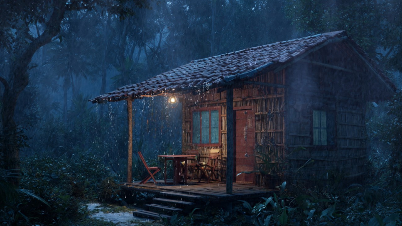 Forest Cabin Heavy Rain Thunderstorm 🌲 Relax Sounds for Insomnia Relief 