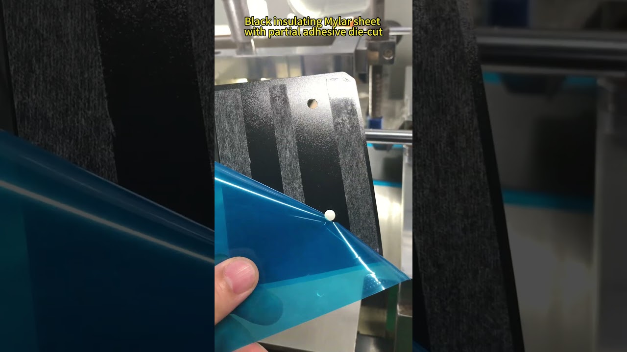 Die-cutting production of black Mylar sheet with local back glue#diecutting #insulatingsheet #mylar