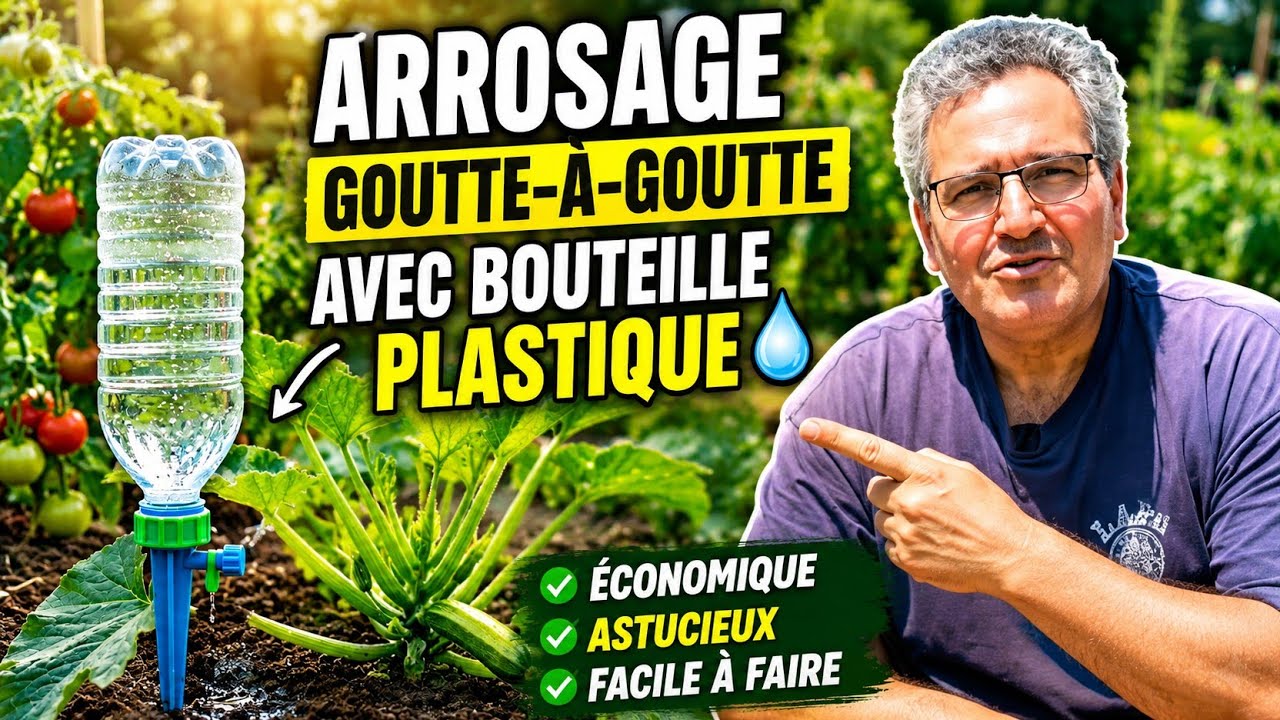 Arroser au goutte à goutte avec une bouteille plastique