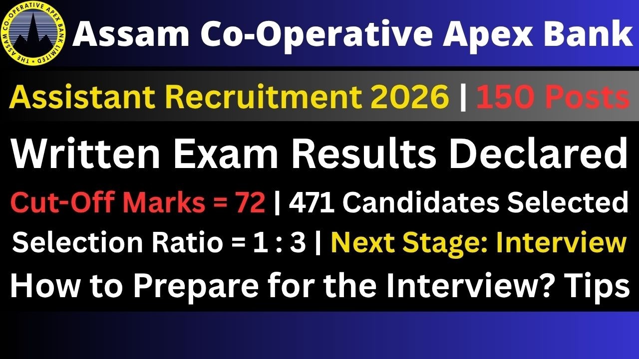 Assam Co-Operative Apex Bank Assistant: Results 2026