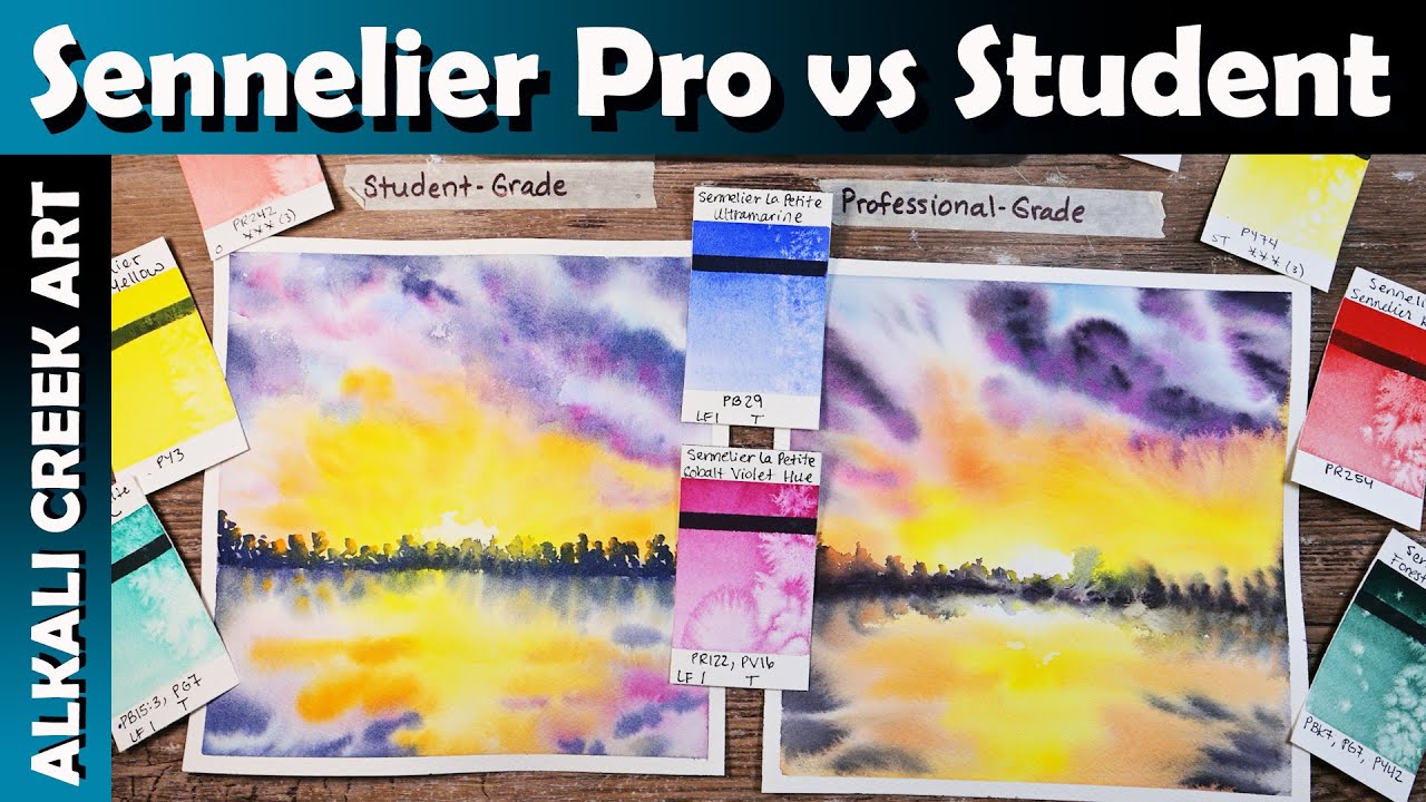 The Surprising Results of Sennelier Pro vs Student Watercolors.  #SkyIsTheLimitArtChallenge