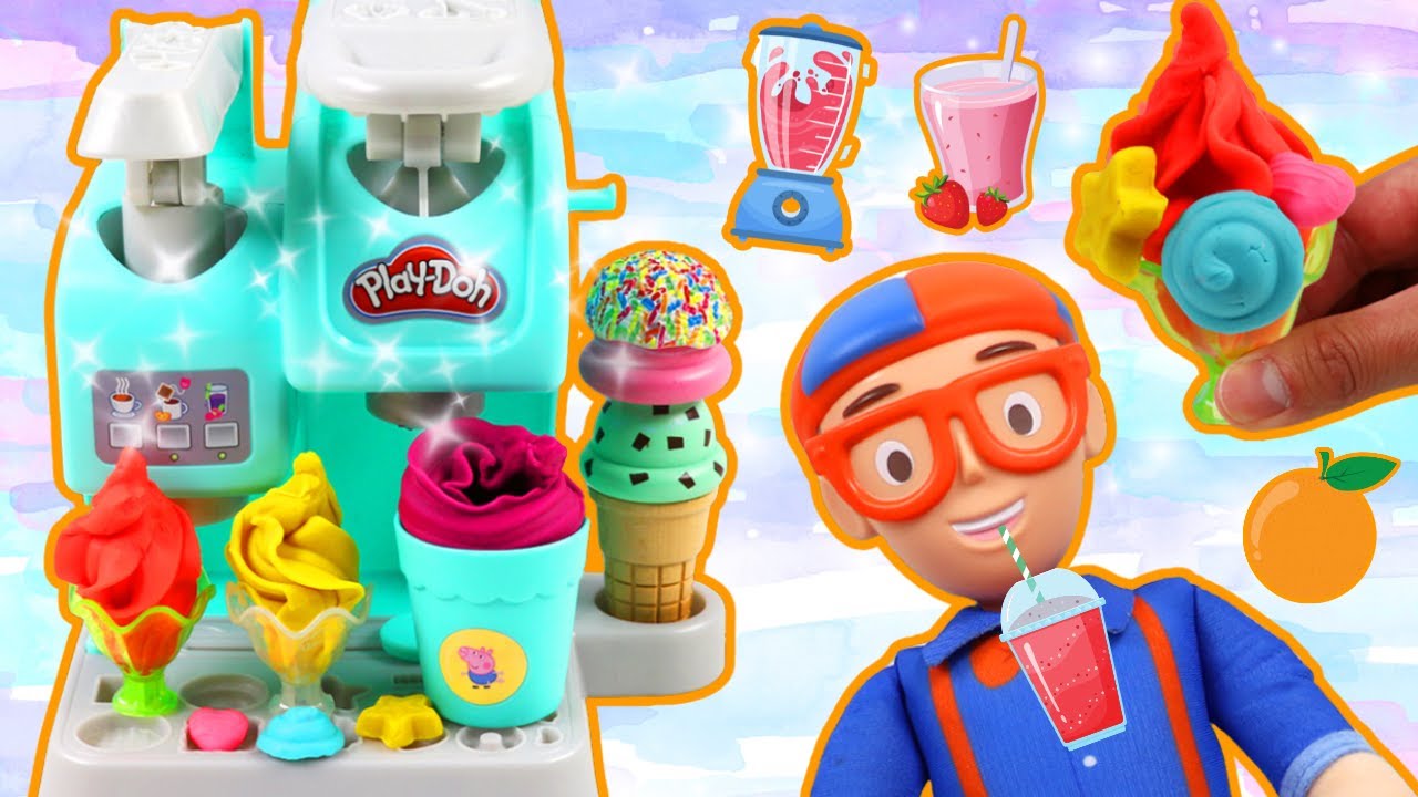 Blippi Makes Toy Smoothies with The Play Doh Cafe Playset!