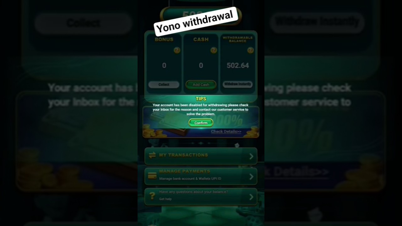 Yono_Game Withdrawal problems haas been unlock new update 