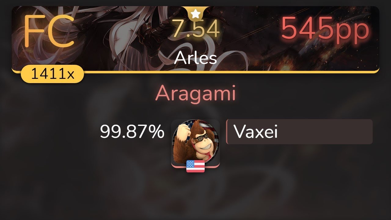 [7.54⭐] Vaxei | xi - Aragami [Arles] 99.87% {FC} - osu!