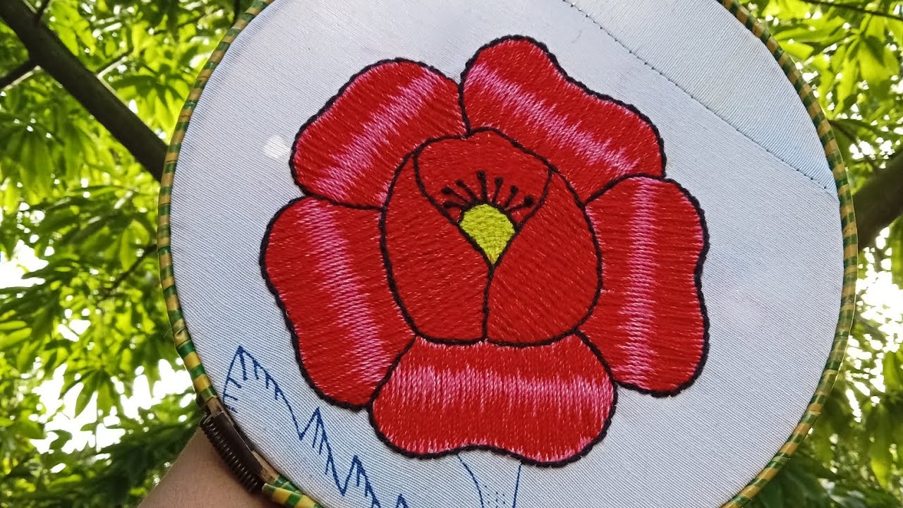cómo bordar una Rosa#10🌹 puntada ideal para pétalos de flores y hojas,obtendrás un matizado hermoso.