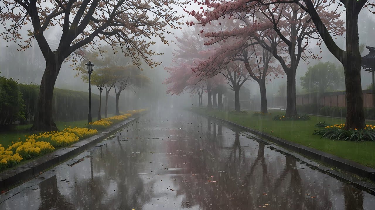 Peaceful Rainfall Sounds with Cozy Dark Night Ambience for Sleep, Meditation and Anxiety Relief