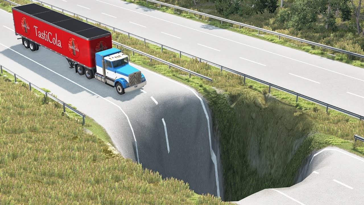 Cars vs Giant Deep Pit - BeamNG.drive