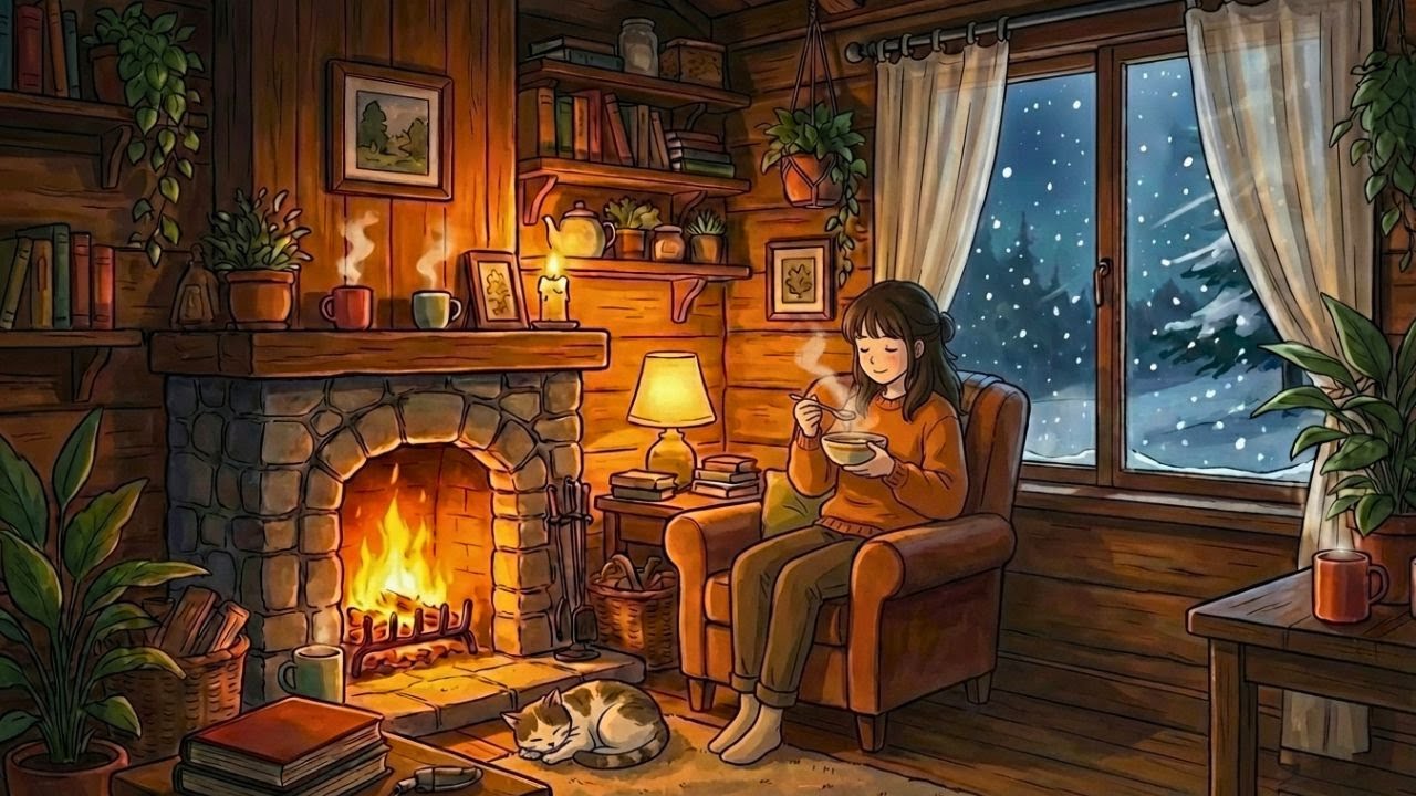 A Lonely Night Made Warm | Cozy Ghibli-Style Interior