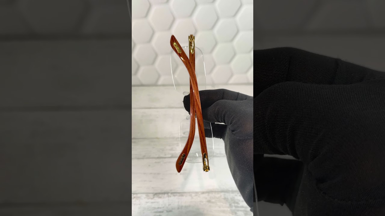 Cartier CT0453O 004 Eyeglasses Gold/Brown Rimless Wood #cartiereyewear