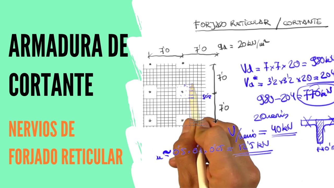 ¿Cómo calcular la armadura de cortante en los nervios de una forjado reticular?