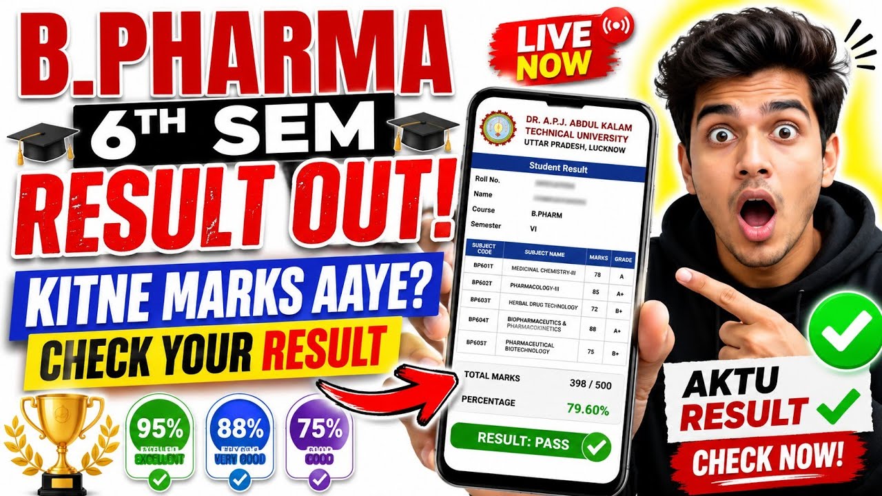 B.Pharma 6th Sem AKTU Result Out 2026 🔥 | Kitne Marks Aaye? Check Your Result Now!