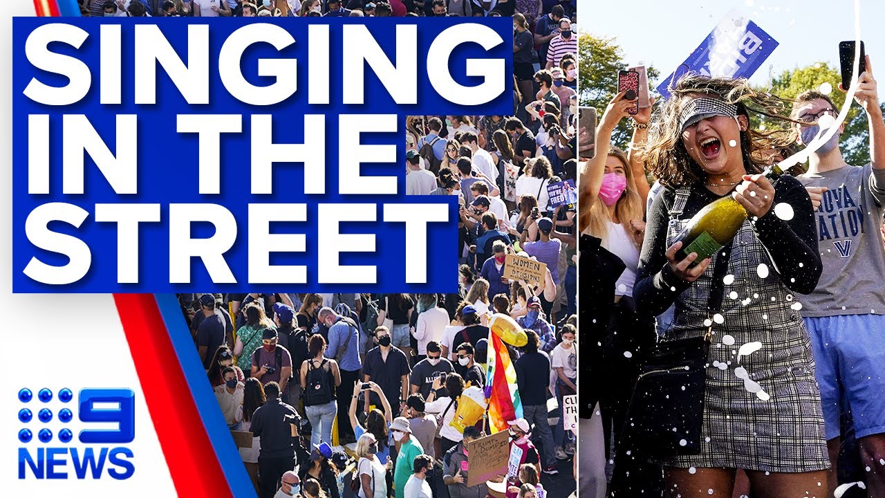 Wild scenes as Biden supporters react to win: US Election | 9 News Australia