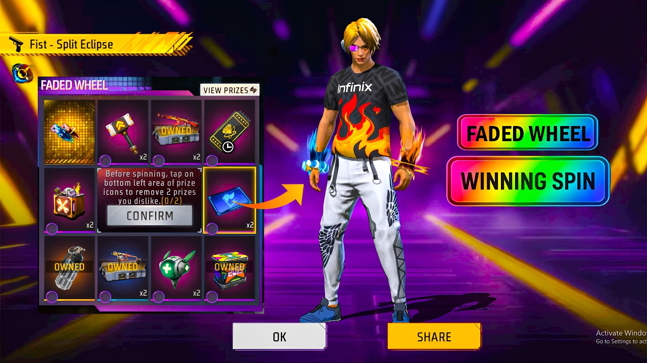 1 Spin Me Fist Skin 😳 | Split Eclipse Faded Wheel Event Free Fire