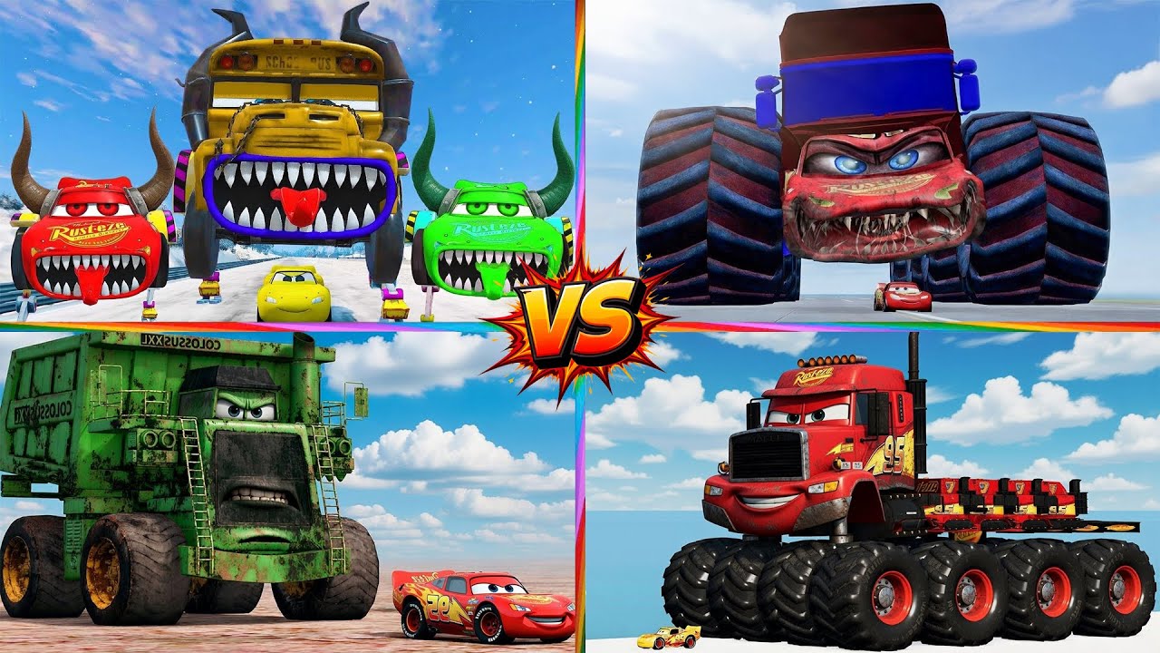 👹 Zoombie MCqueen Tiles Hop EDM Rush 🎶 MCQUEEN BUS MONSTER 🚌 - Spider Car 🆚 DUMP TRUCK 🆚 EATER/TIELS