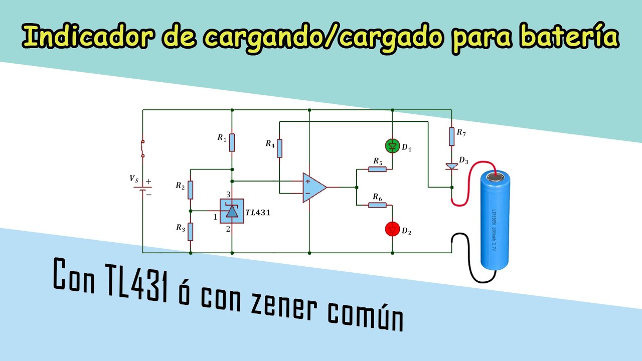 Indicador de cargando/cargado para batería - Con TL431 y opamp