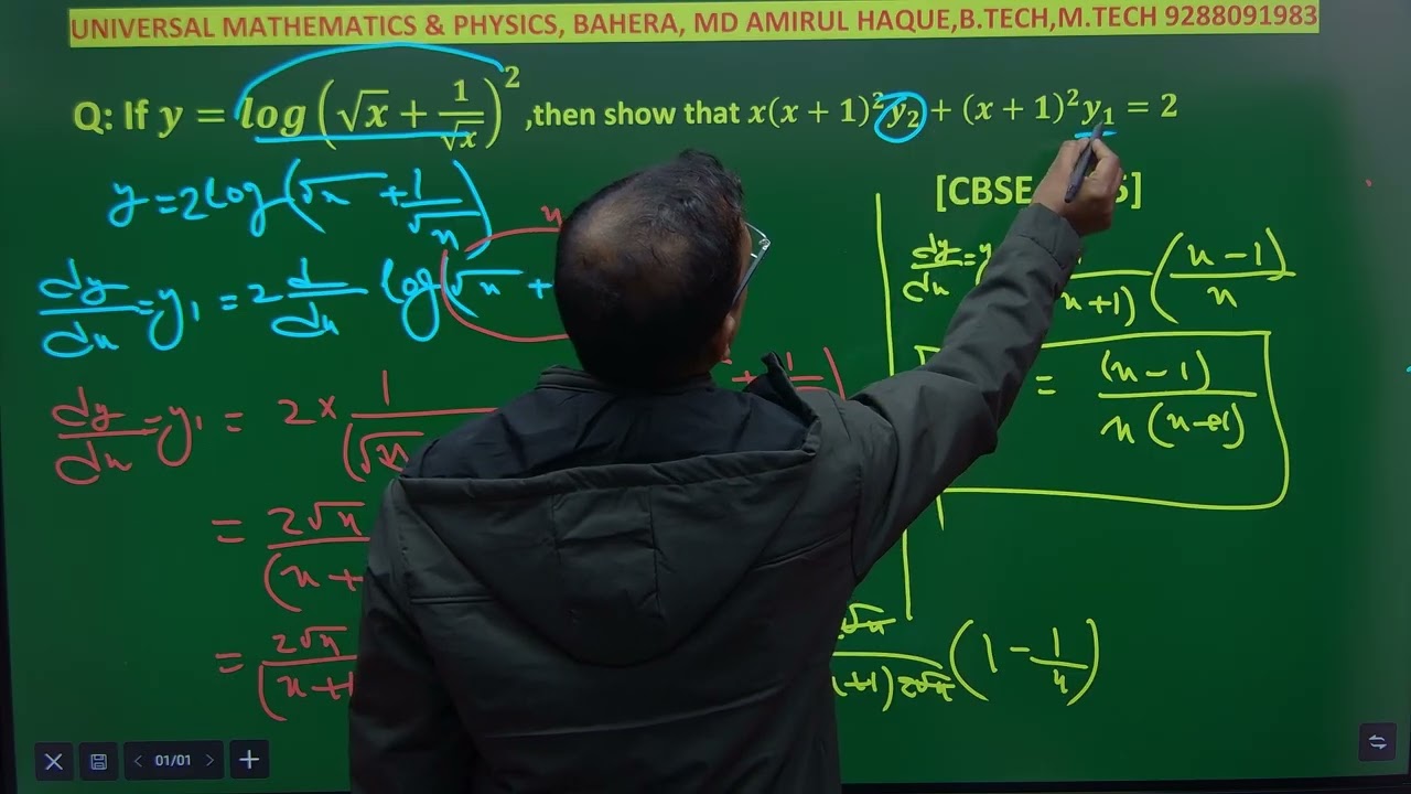If y = log(√x + 1/√x )^2 then show that x(x+1)^2y2 +(x+1)^2y1 = 2