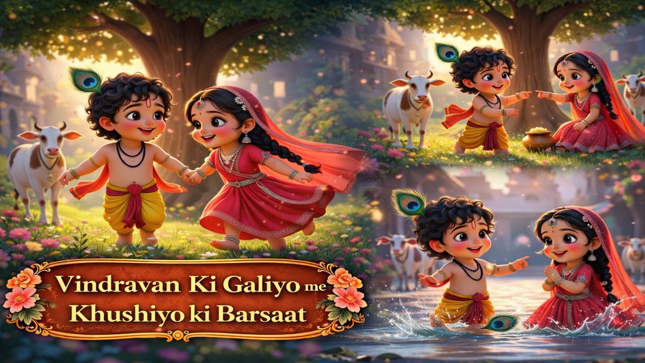 Baal Radha Krishna Divine Leela, Bhakti Geet  #radhakrishna #ytshorts #cartoon
