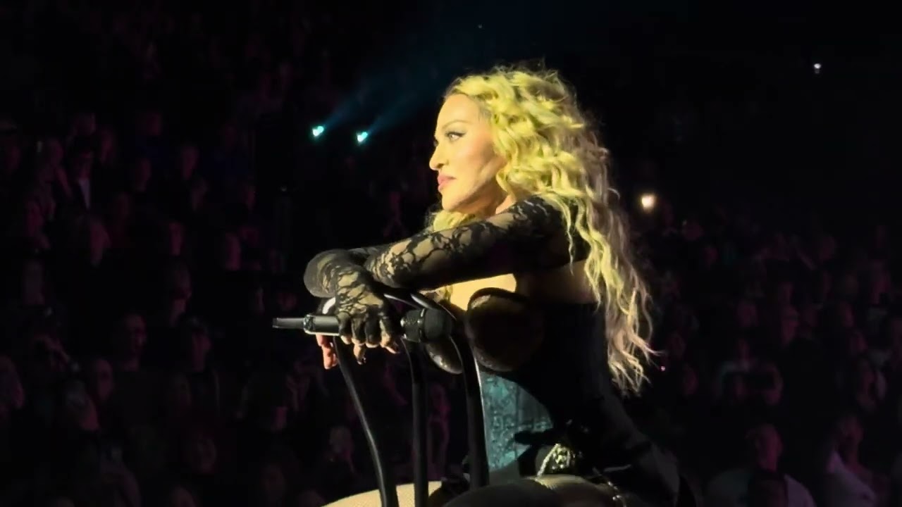 Madonna performs Open Your Heart on The Celebration Tour in Boston, MA on 1/8/24.