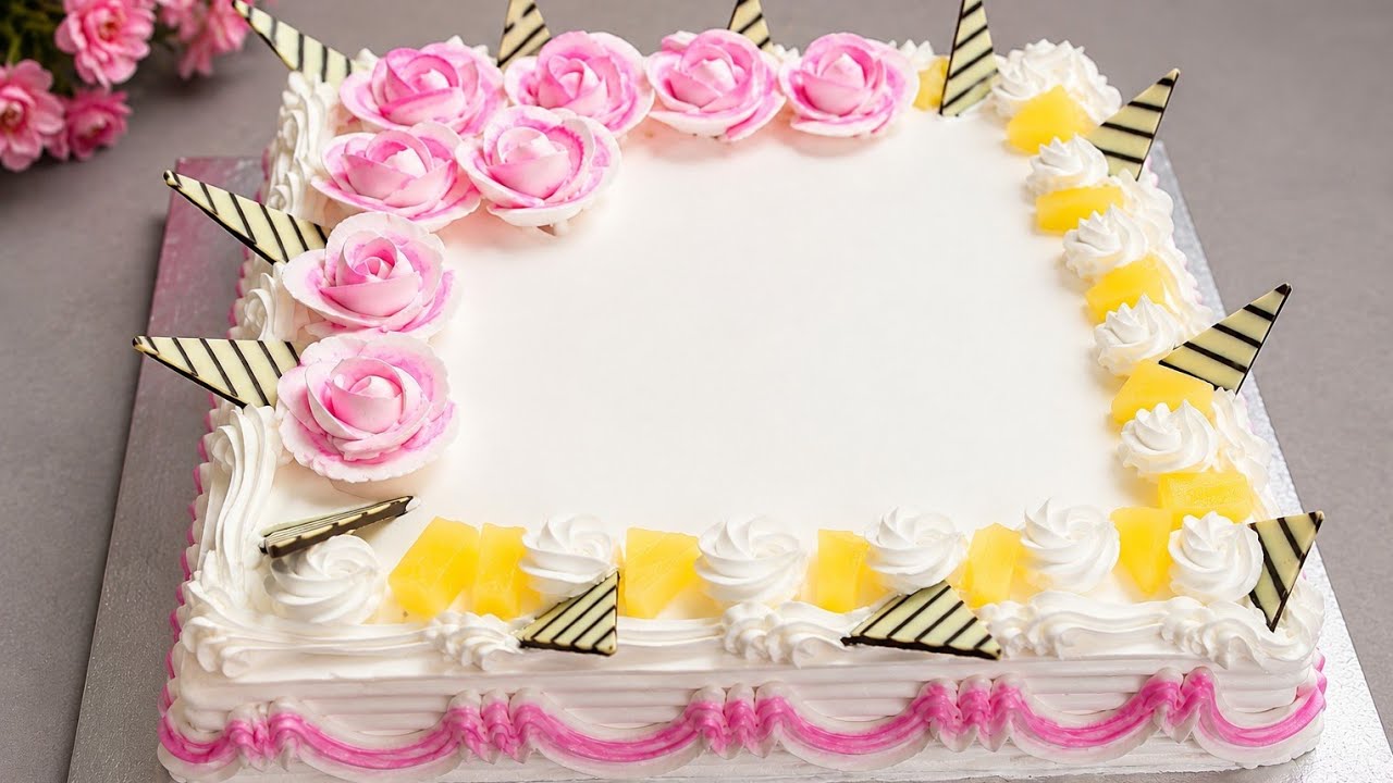 Beautiful Pink Rose Pineapple Cake Design | Fresh Cream Cake Decorating Tutorial | Chef Naeem