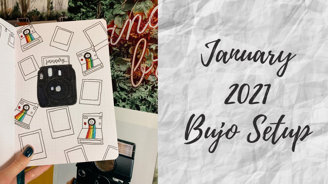 2021 Bullet Journal Setup January | January 2021 BUJO Setup Archer and Olive | Polaroid Photo Theme