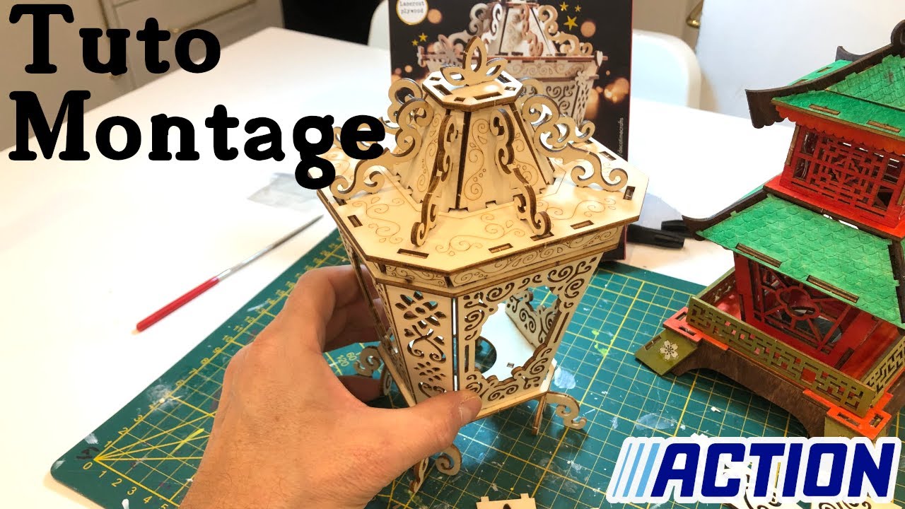 tuto Montage puzzle maquette 3d lanterne bois Classic romance decotime action