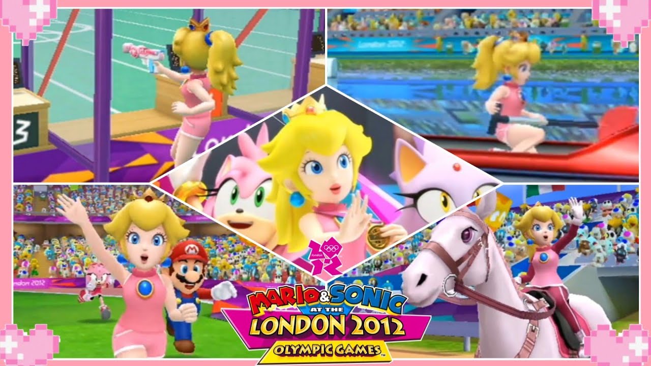 💗 Mario and Sonic at the London 2012 Olympics Games Wii (All Events) - Peach Gameplay 💗