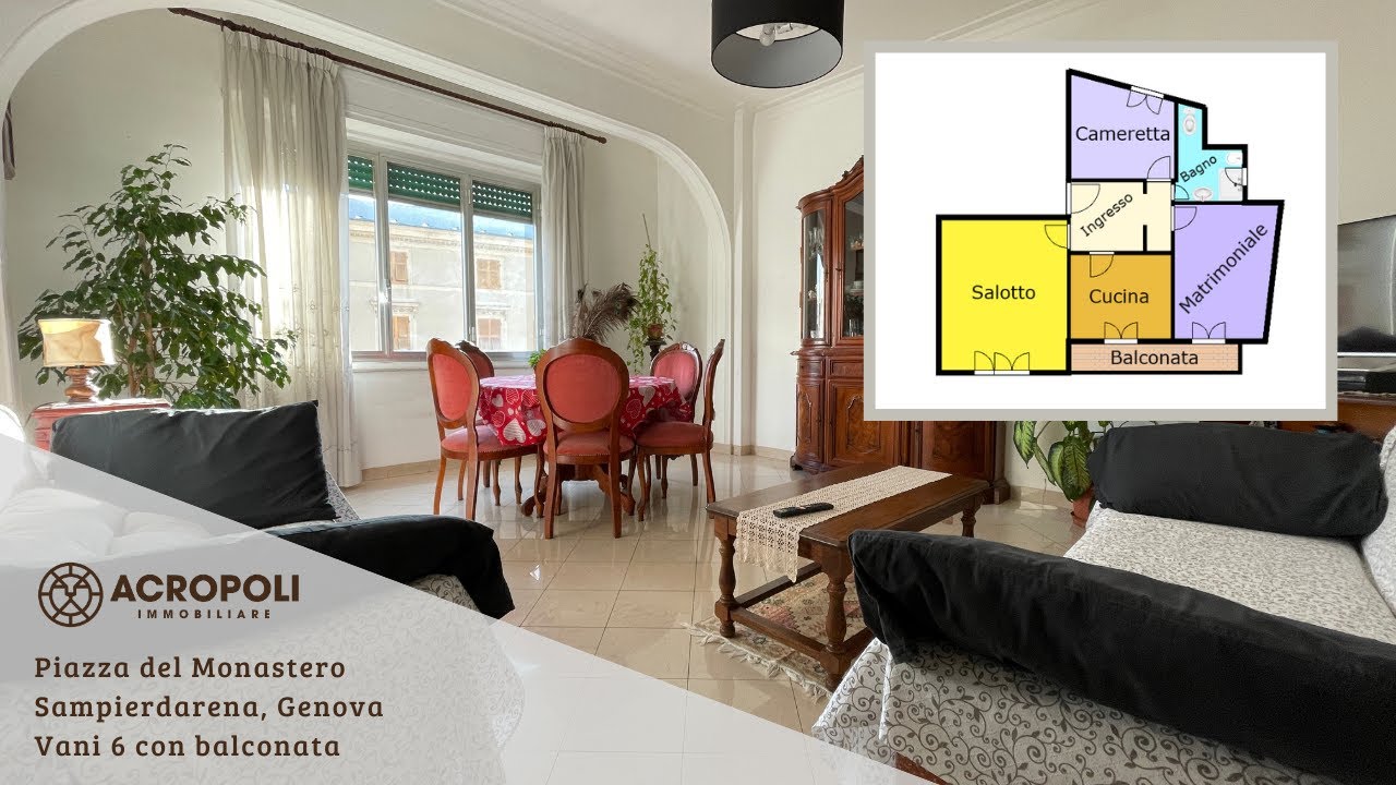 Vendiamo vani 6 con balconata in Piazza Del Monastero, Sampierdarena, Genova