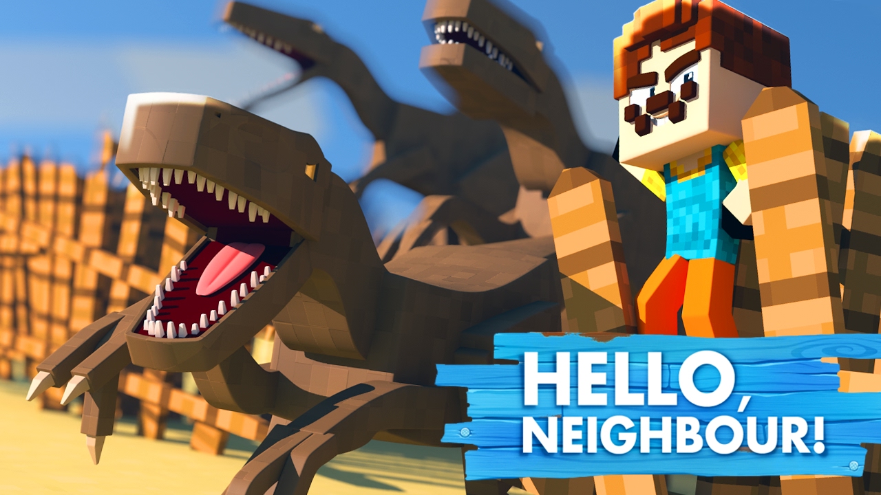Minecraft Baby Hello Neighbour - THE NEIGHBOUR RELEASES ALL THE DINOSAURS!