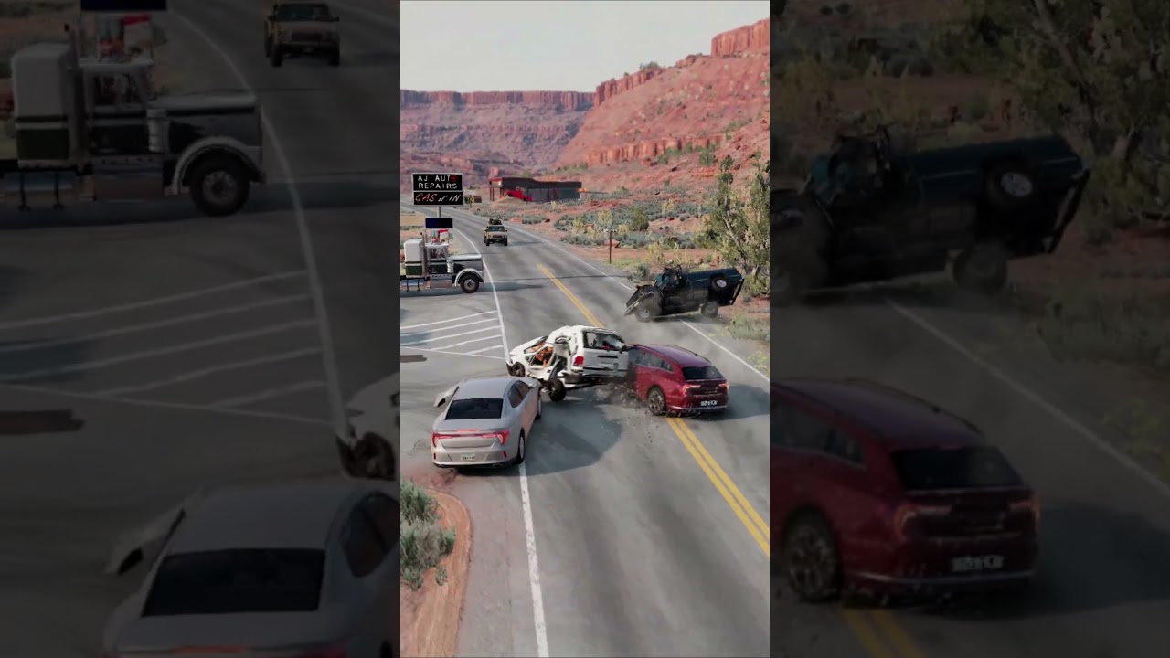 Realistic Highway Car Crashes #179 - BeamNG.Drive