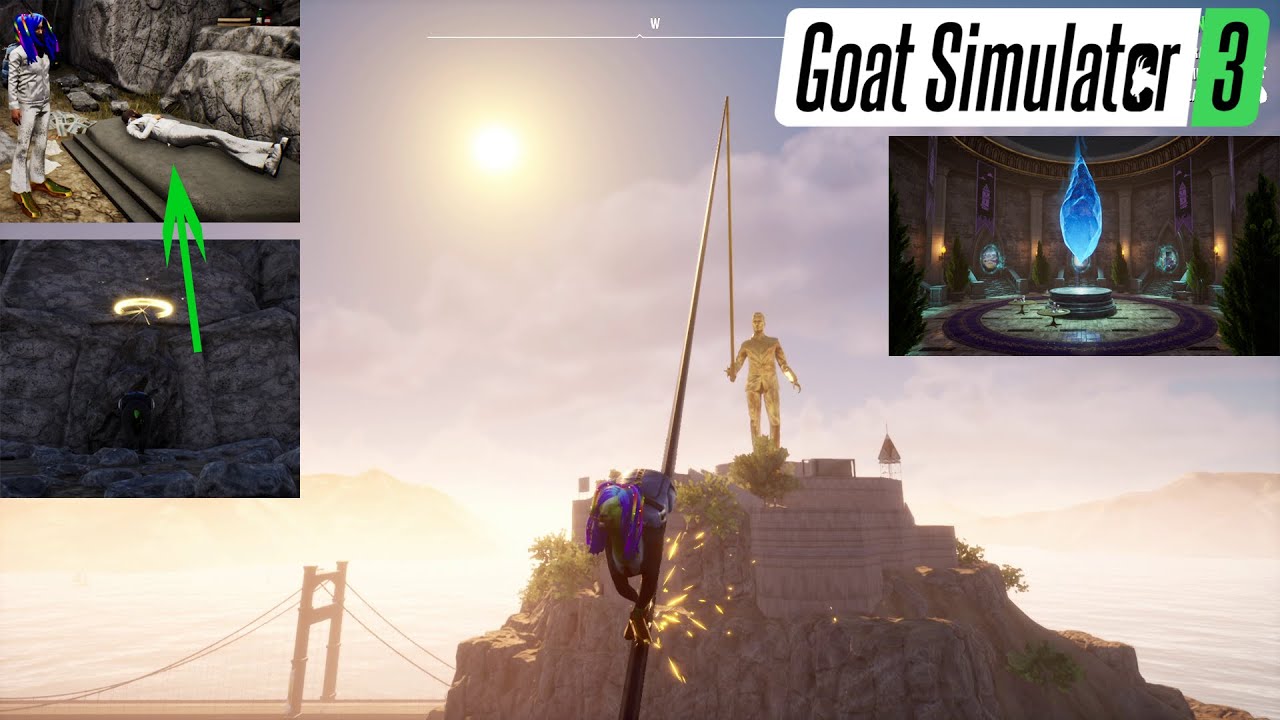 Goldene Statue erklimmen, wir sind ein Mensch, Portal Raum freischalten - Goat Simulator 3 - 17
