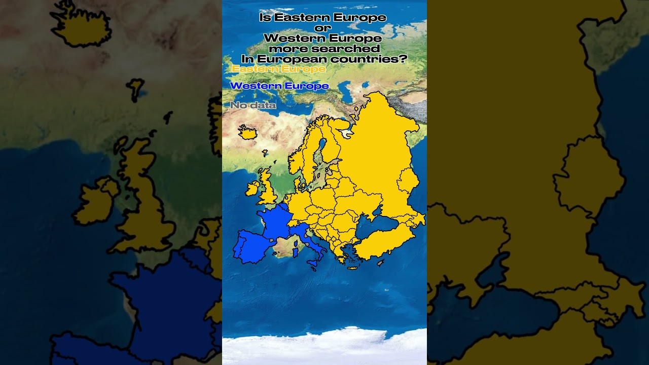 Is Eastern Europe or Western Europe more searched in European Countries?